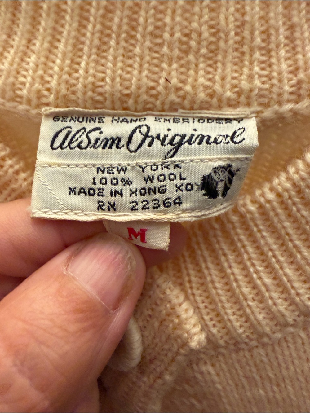 Vintage 60s AlSim Original Wool Golf Cardigan Sweater Hand Embroided med - Picture 3 of 7